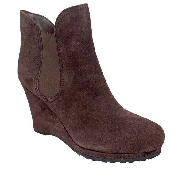 VANELI‎ Jara Chocolate Suede High Wedge Zip Booties - Picture 2 of 11